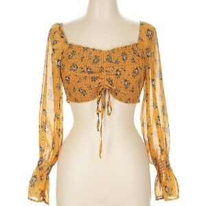 Madden Girl Yellow Floral Blouse size L
